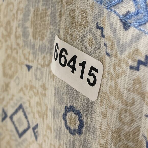 J.JILL Blouse M Boho Tasseled Tunic Embroidered Keyhole Neck 3/4 Sleeve Beige - Picture 12 of 12